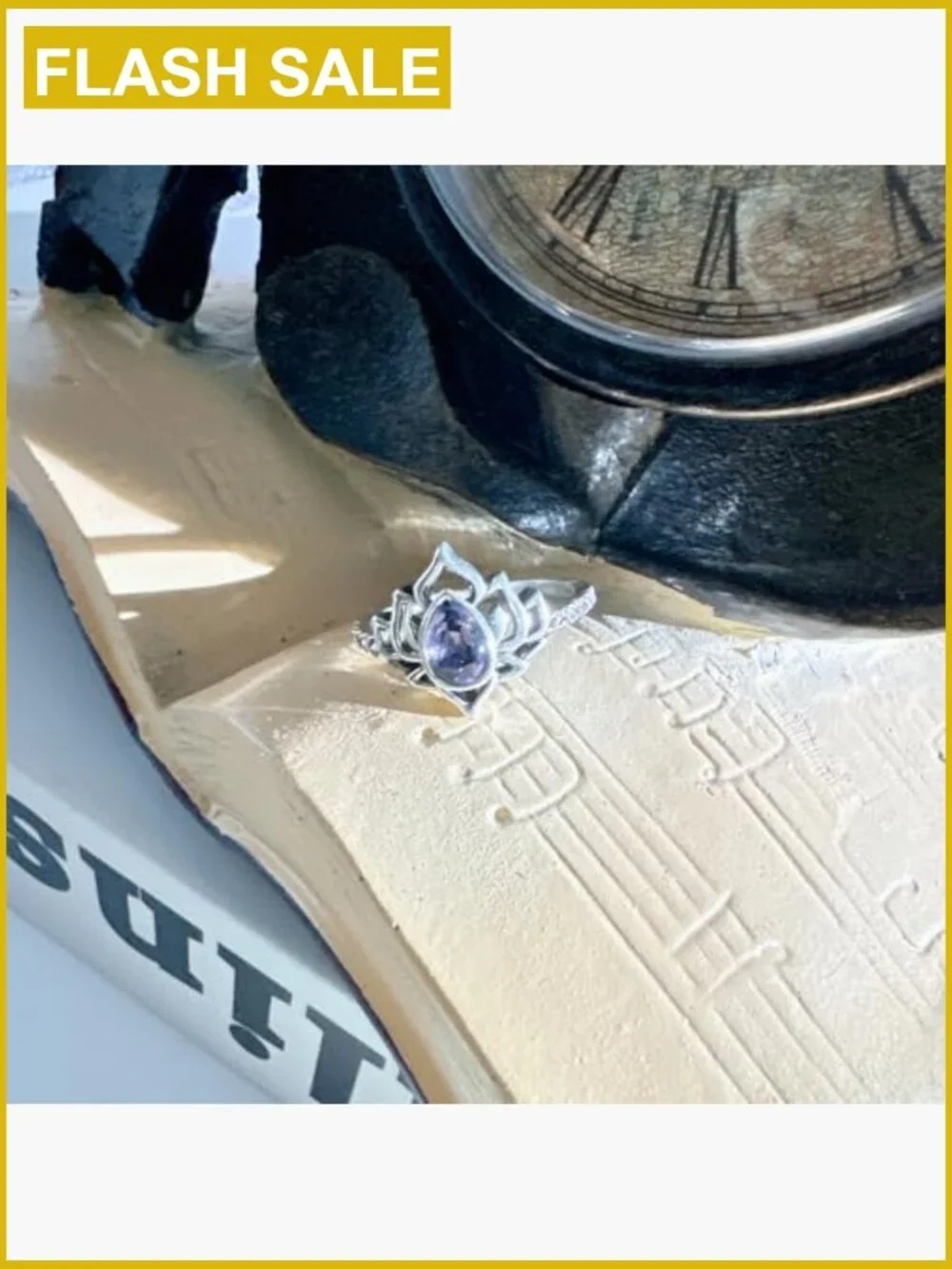 Lotus Promise Ring Zircon Inlaid Floral Statement Jewelry